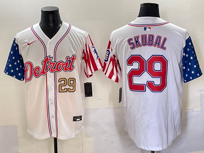 Men Detroit Tigers #29 Skubal White a generation of national flags Jointly Name 2025 Nike MLB Jersey style 6->cleveland indians->MLB Jersey